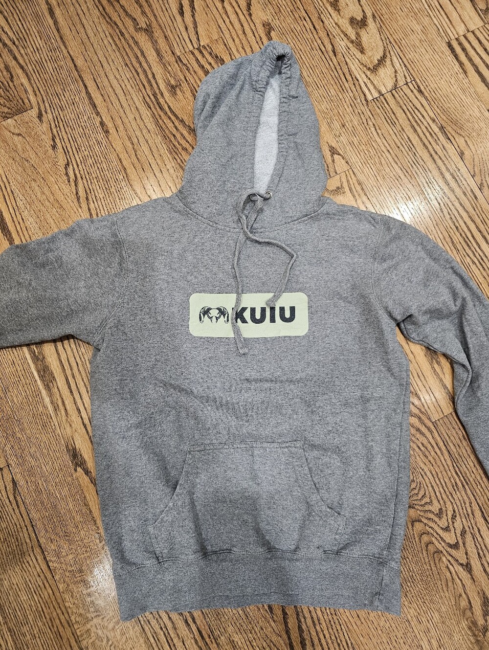 KUIU Gray Pullover Hoodie with Pale Green Logo
